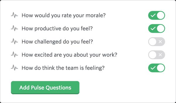Lead Honestly team Pulse Questions dashboard
